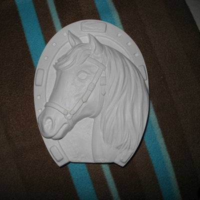 Zdjęcie koń konik obraz obrazek owalny gipsowy w podkowie